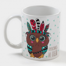 Ceramic chameleon mug “Owl”, 350 ml